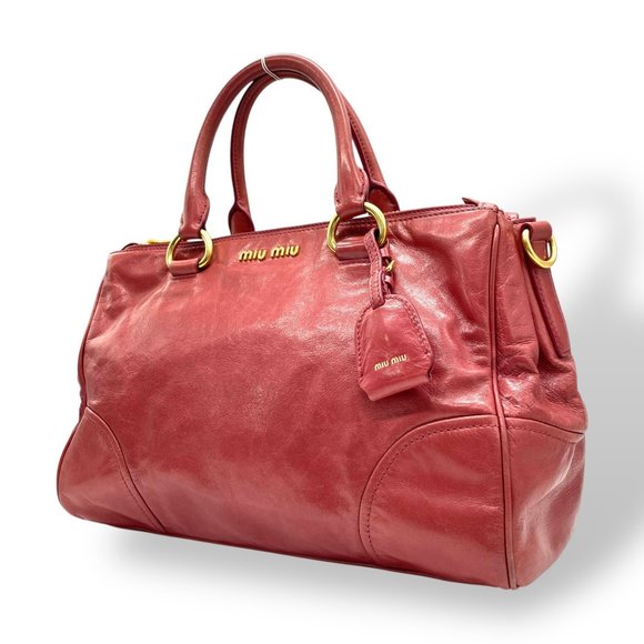 MIU MIU Pink Leather Tote Bag - Picture 1 of 16